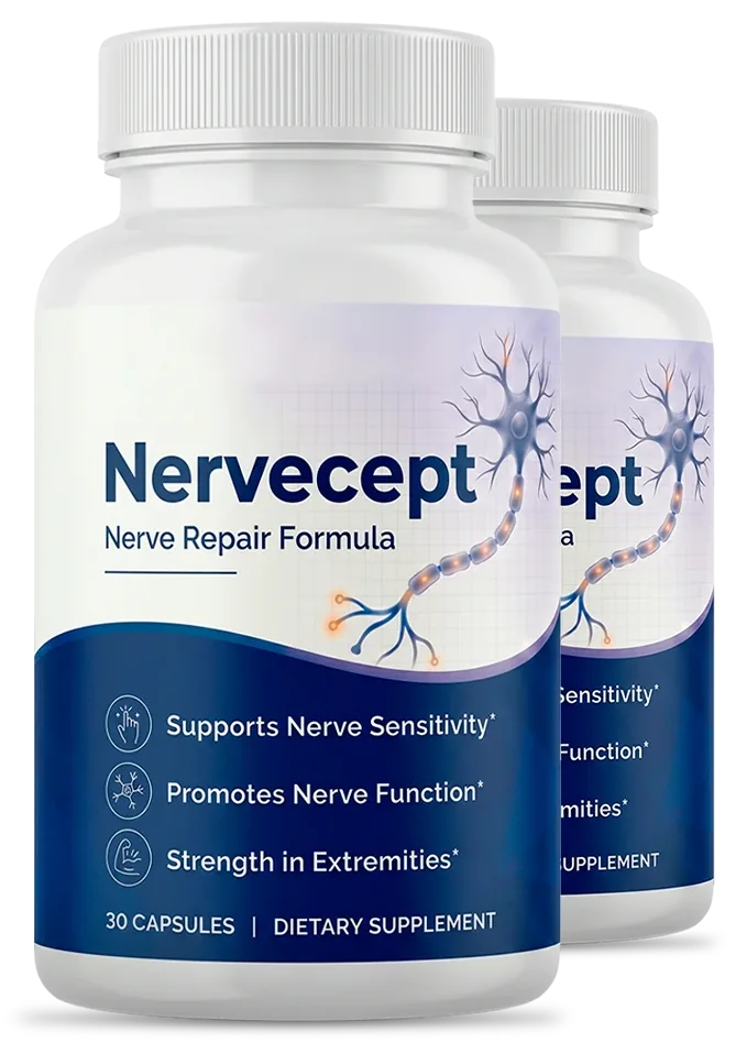 Nervecept bottles, brand image (the pack size is in the heading)