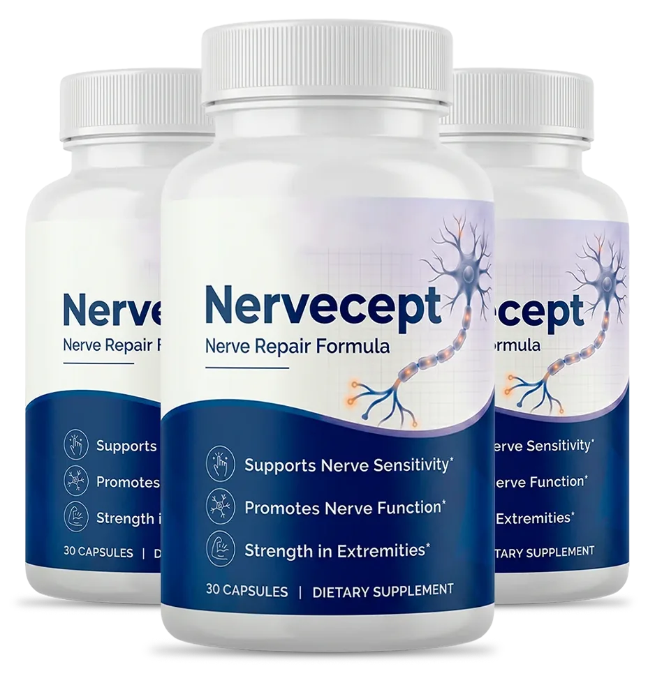 Nervecept bottles, brand image (the pack size is in the heading)